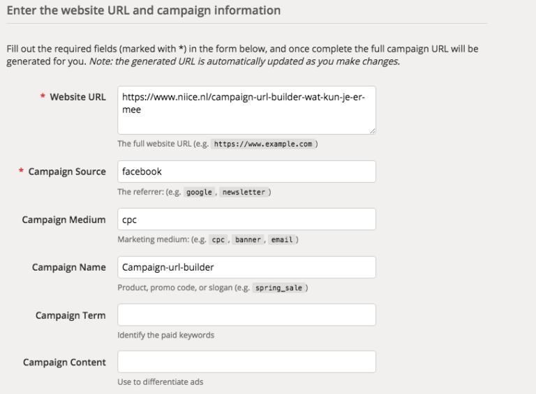 Campaign url builder gebruiken Campaign url builder gebruiken